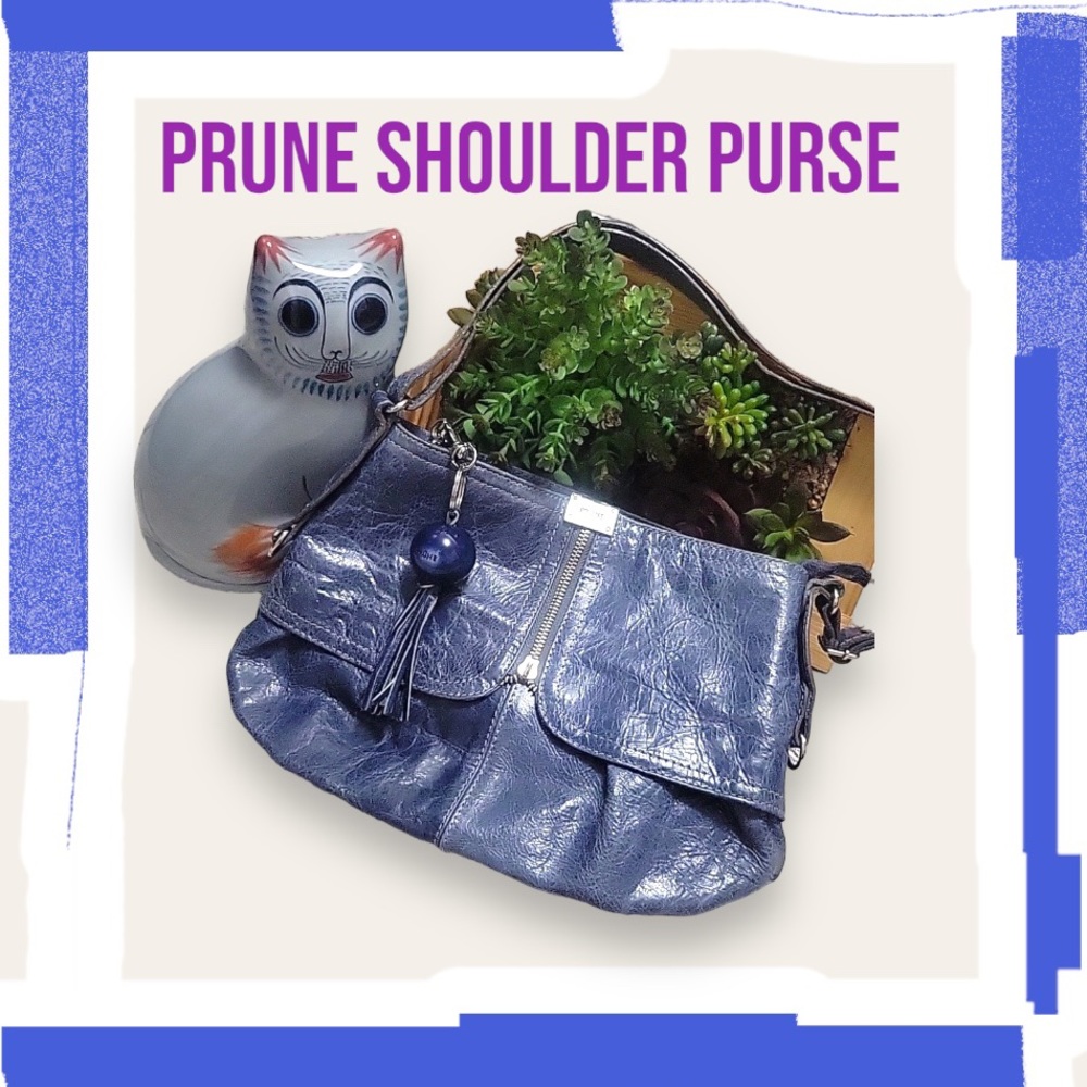 Prune Leather Shoulder Bag